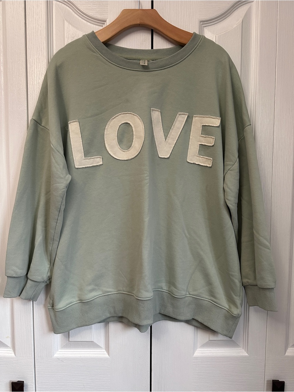 Hayden Oversized Crewneck Sweatshirt - Sage Green Size L 100% Cotton